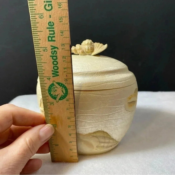 SOLD Croscill Seashell “Beach Haven” Pearly Trinket Jar Box w/ Lid Bath Vanity - Picture 8 of 13